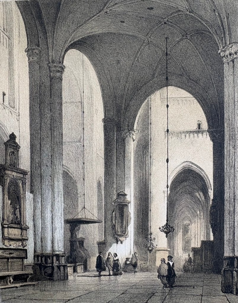 Litho naar Johannes Bosboom, 19e eeuw, Antiek en Kunst, Ophalen of Verzenden