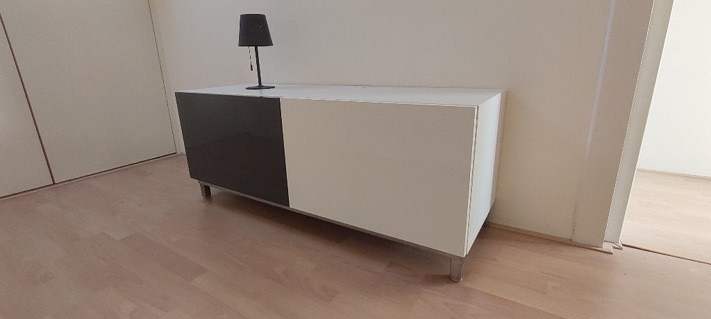 Ikea Wit/Antraciet Besta tv meubel/dressoir 120x42x38, 100 tot 150 cm, Zo goed als nieuw, Minder dan 100 cm, Modern en tijdloos