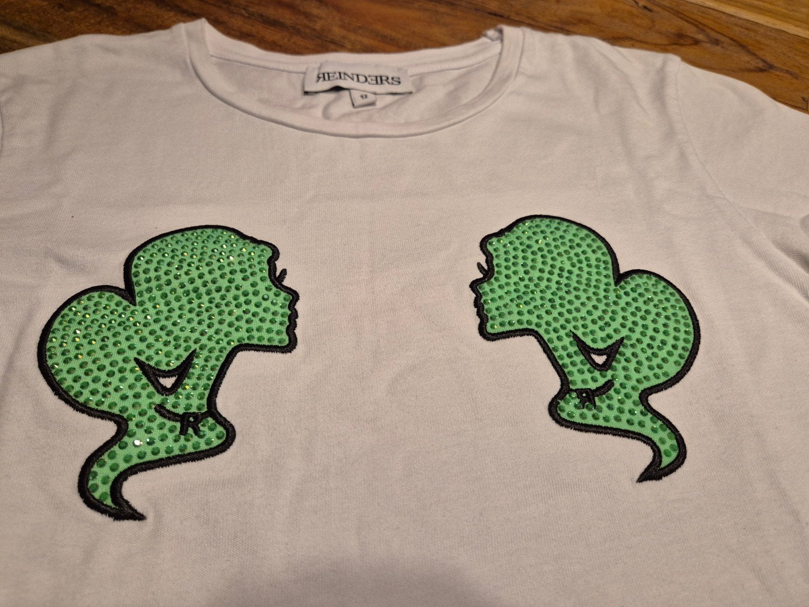 Reinders T-shirt met groene strass applicaties, Ophalen of Verzenden