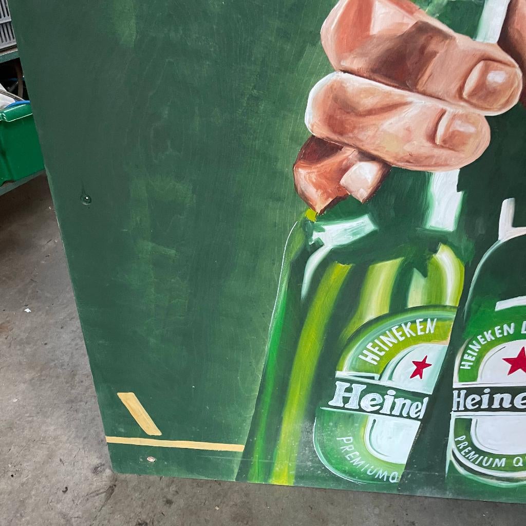 Heineken Pils Proost Bier Reclamebord Schilderij 113x124cm, Verzamelen, Ophalen, Zo goed als nieuw, Reclamebord, Plaat of Schild