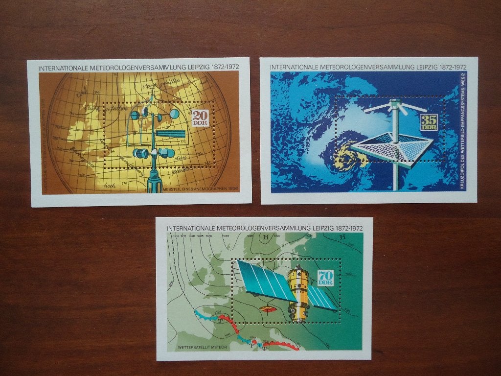Meteorologie DDR 1972, mi. 1745-47 in blok 34-36 postfris, Ophalen of Verzenden, Postfris, Overige thema's