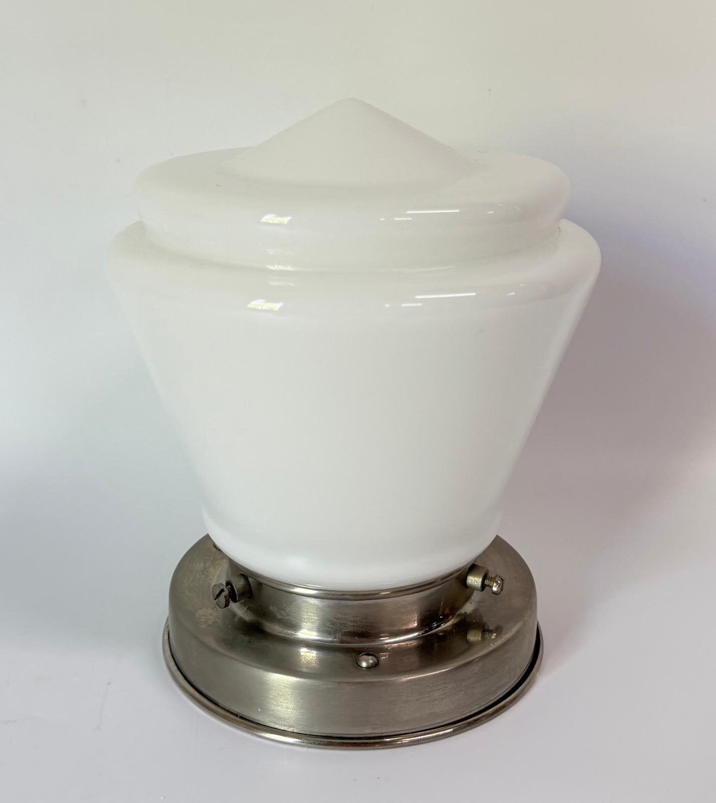 Vintage Gispen wit opaalglas Komeet Art Deco nikkel armatuur, Huis en Inrichting, Lampen | Plafondlampen, Ophalen of Verzenden