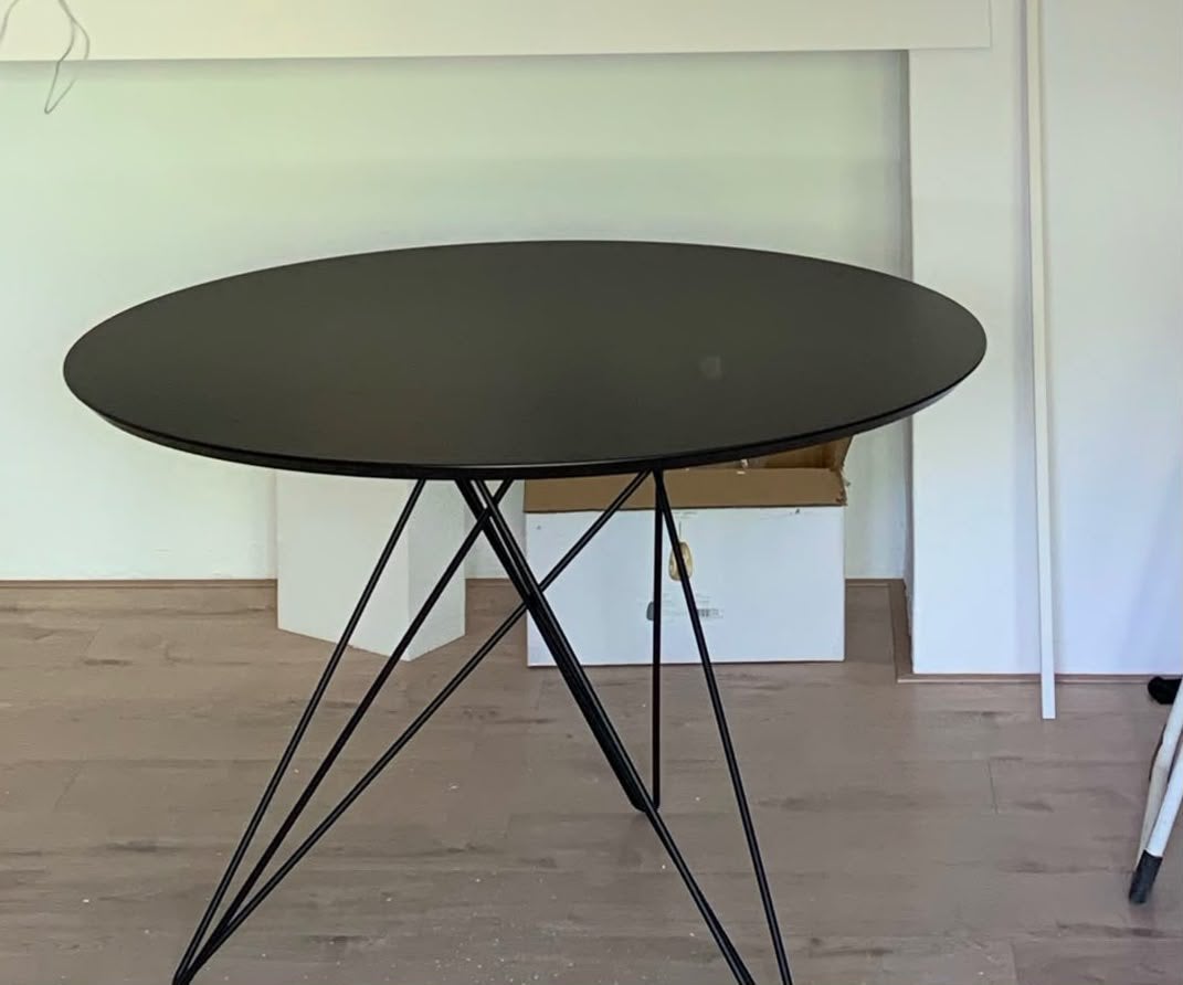 Ronde eettafel Clara 110 cm zwart – 4 personen, Huis en Inrichting, Ophalen, Overige materialen, 50 tot 100 cm, 100 tot 150 cm