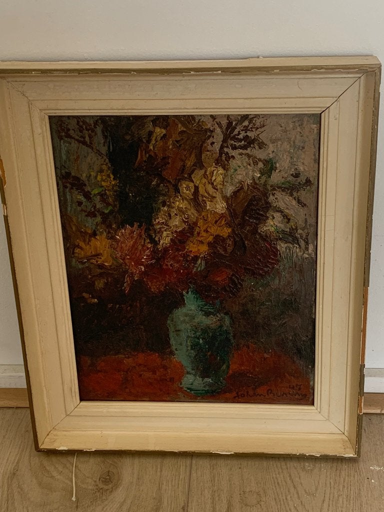 Schilderij Johan Budding (1893-1963) 30x24 gedateerd 1947, Paneel, Olieverf, Klassiek, Origineel werk