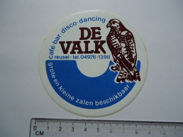 sticker oud DE VALK Reusel disco dancing horeca cafe bar, Verzenden, Zo goed als nieuw, Bedrijf of Vereniging