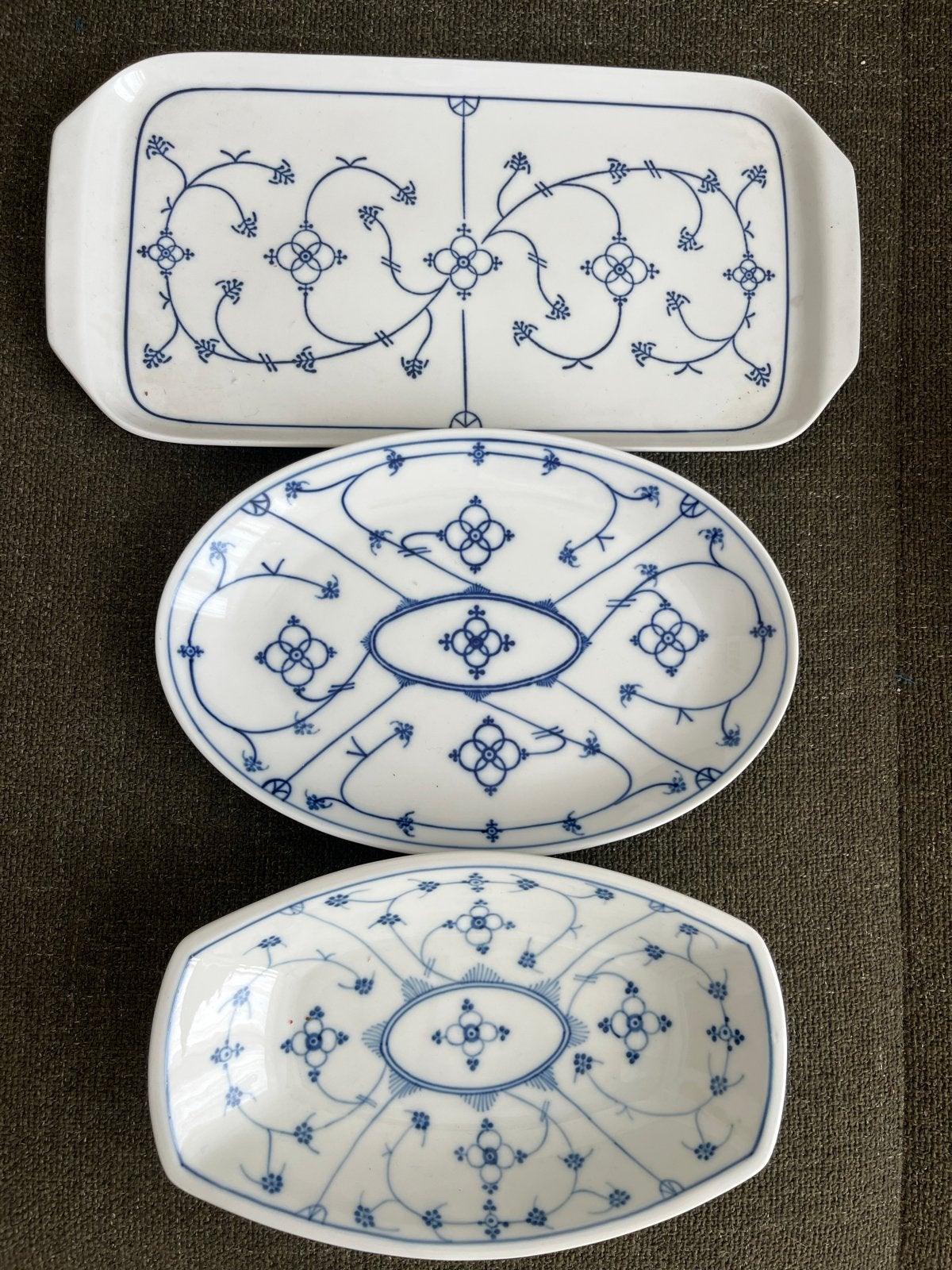 Blauw Saks servies- schalen set - 3 stuks, Antiek en Kunst, Ophalen