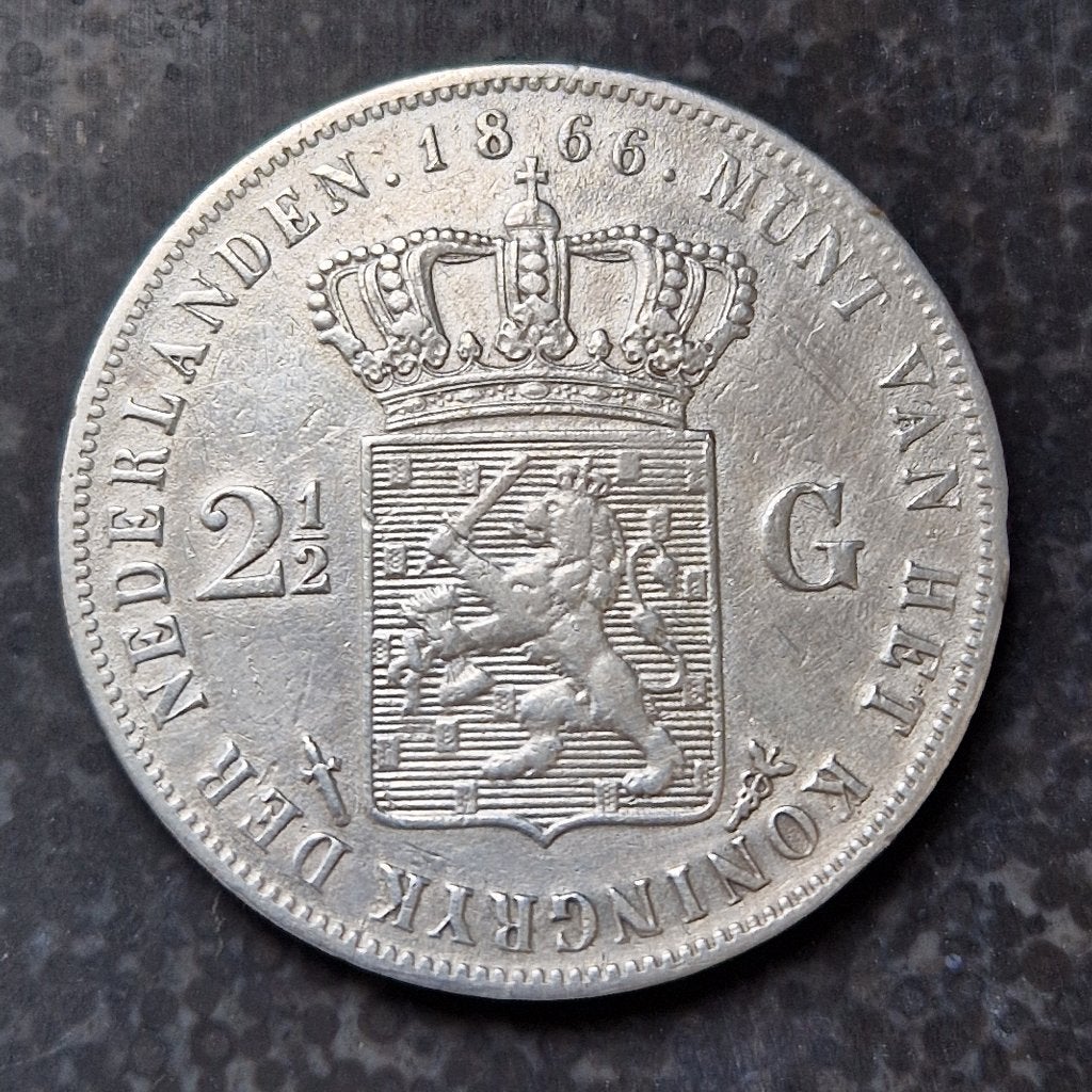 Zilveren rijksdaalder 1866 Willem III, Koning Willem III, Zilver, Ophalen of Verzenden, Losse munt