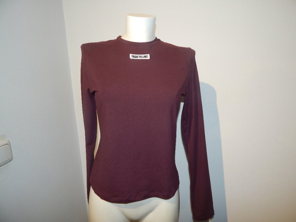 Unique the Label fijn zacht shirt warme tint merk voorkant L, Verzenden, Maat 42/44 (L), Zo goed als nieuw, Lange mouw