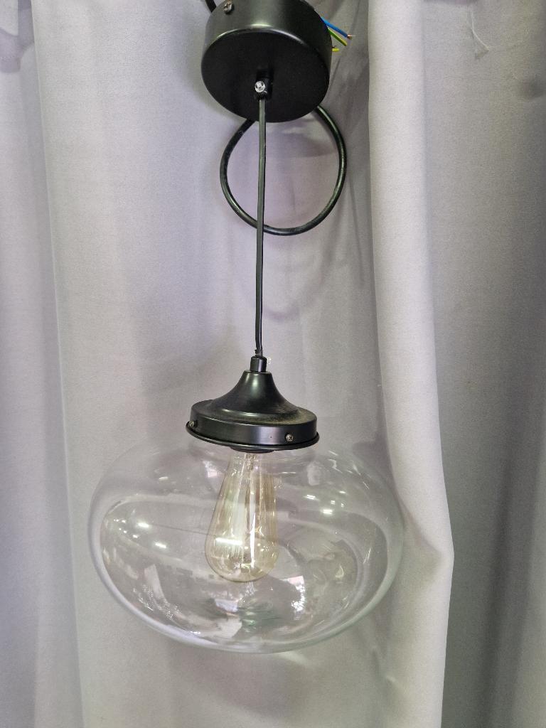 retro glazen hanglamp, Huis en Inrichting, Lampen | Hanglampen, Ophalen of Verzenden, Glas