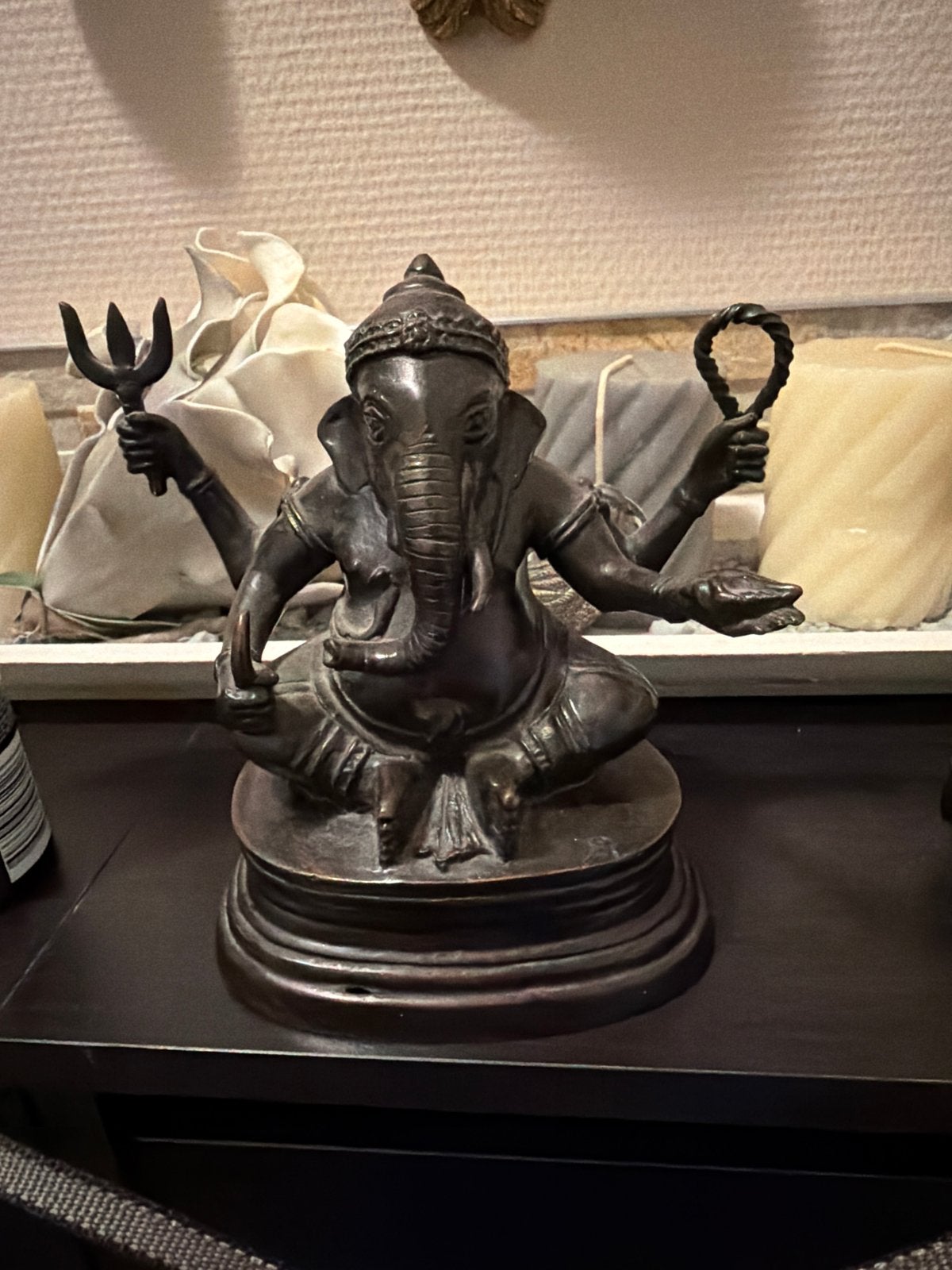 Bronzen Ganesha beeld - Decoratief en gedetailleerd, Ophalen, Gebruikt, Metaal, Bruin