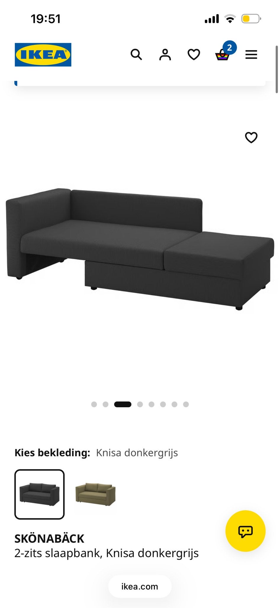 Foto 2 van Ikea SKÖNABÄCK 2-zits slaapbank, Knisa donkergrijs