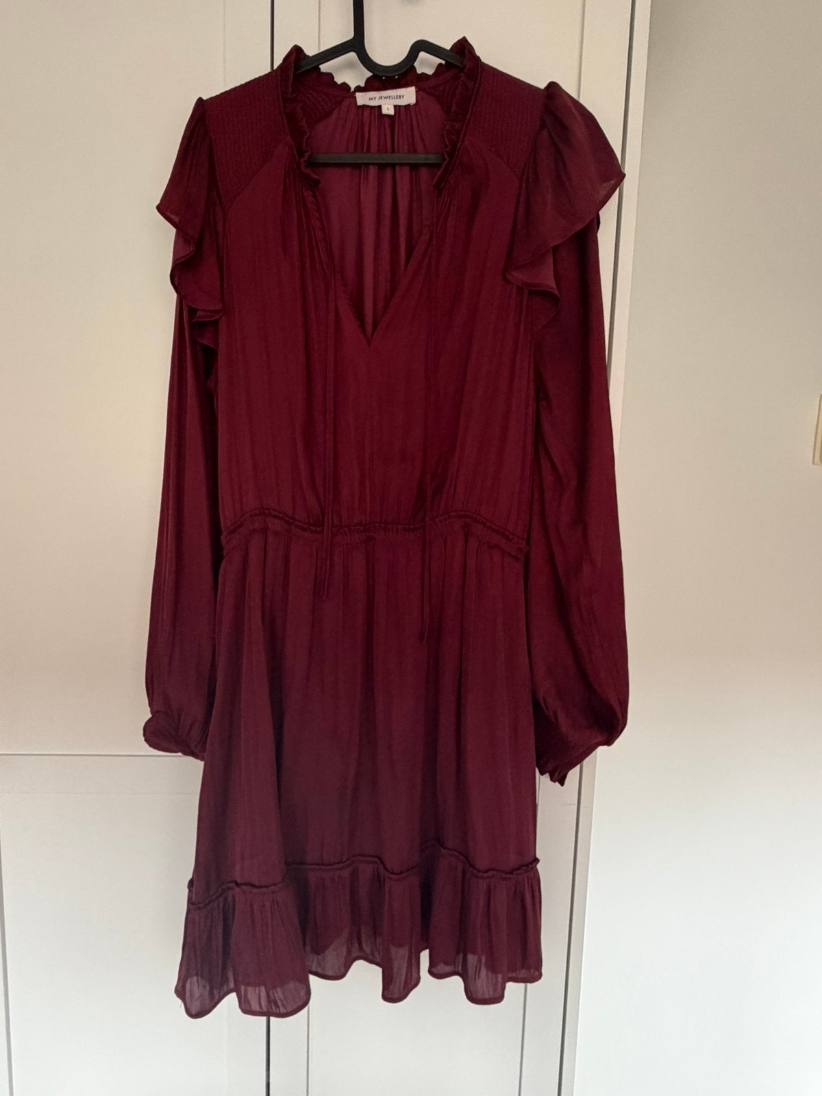 My Jewellery satijnen jurkje maat L Burgundy rood, Maat 38/40 (M), Paars, Ophalen of Verzenden, Zo goed als nieuw