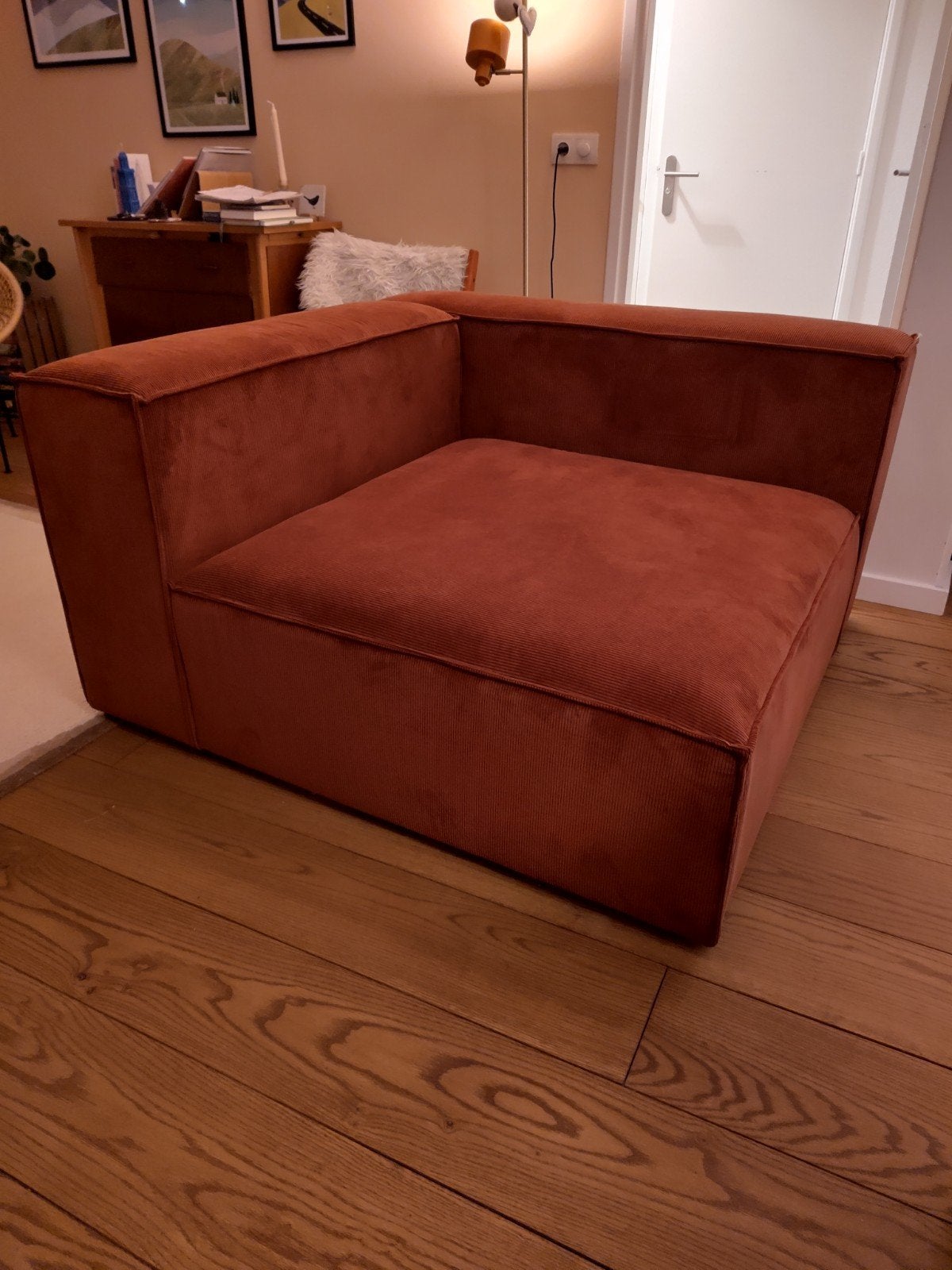 Chaise longue bank NOUS living Igor terracotta, Ophalen, 125 tot 150 cm, Tweepersoons, Zo goed als nieuw
