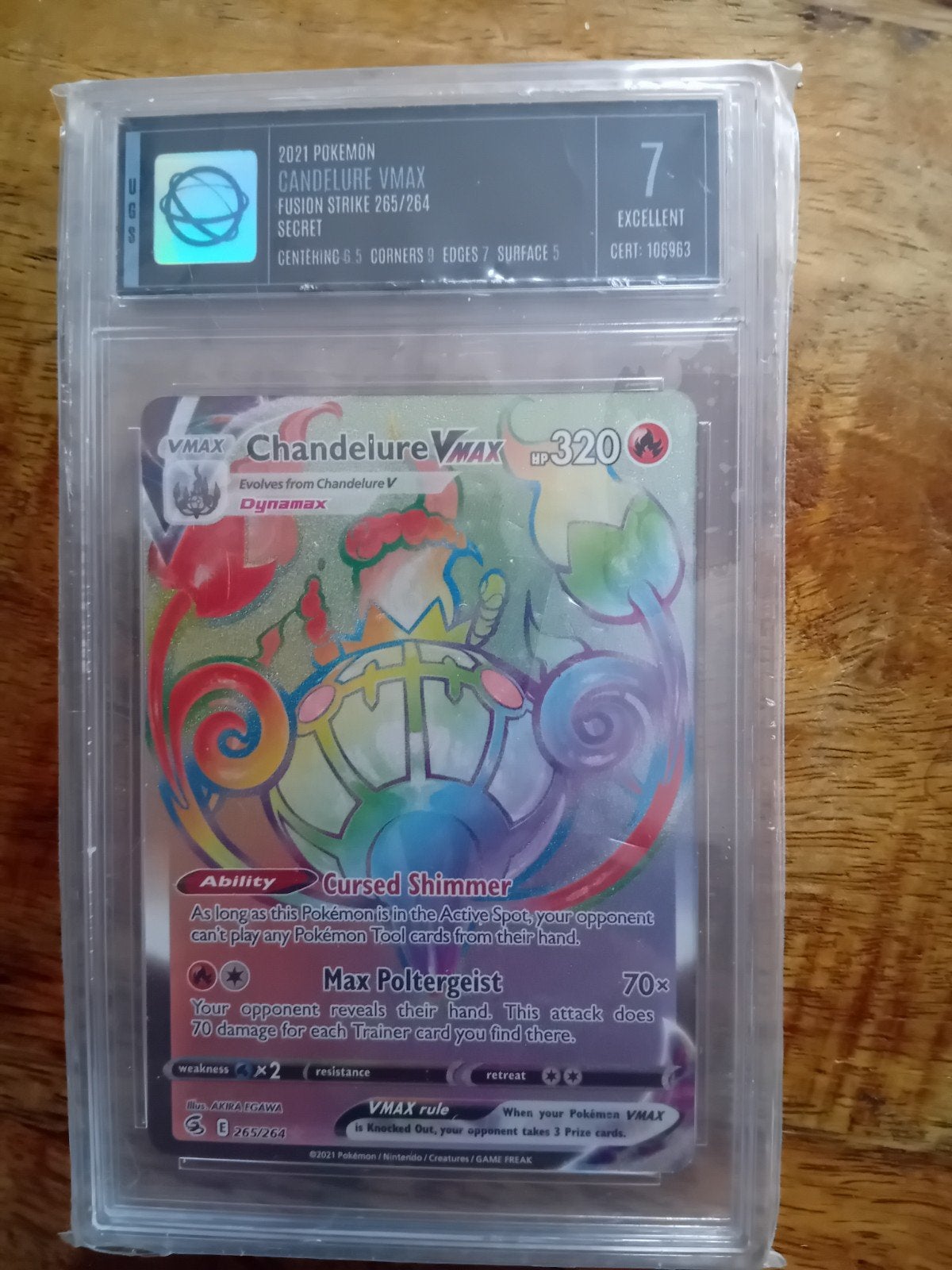 Chandelure VMAX Fusion Strike 265/264 Secret Rare UGS 7, Ophalen of Verzenden, Zo goed als nieuw, Losse kaart