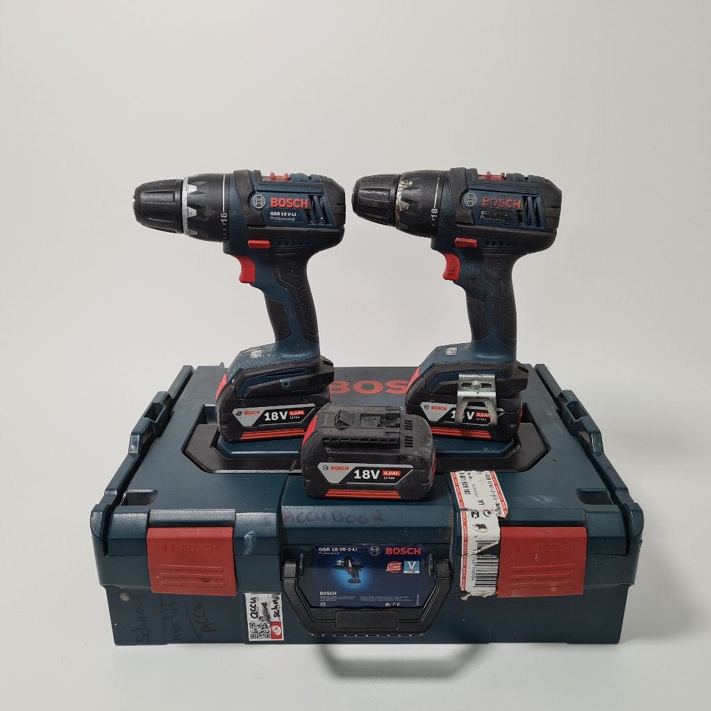 Bosch GSR 18 V-LI Set | 18V 5.0Ah Accu (3x) | Excl. Lader, Ophalen of Verzenden, Gebruikt