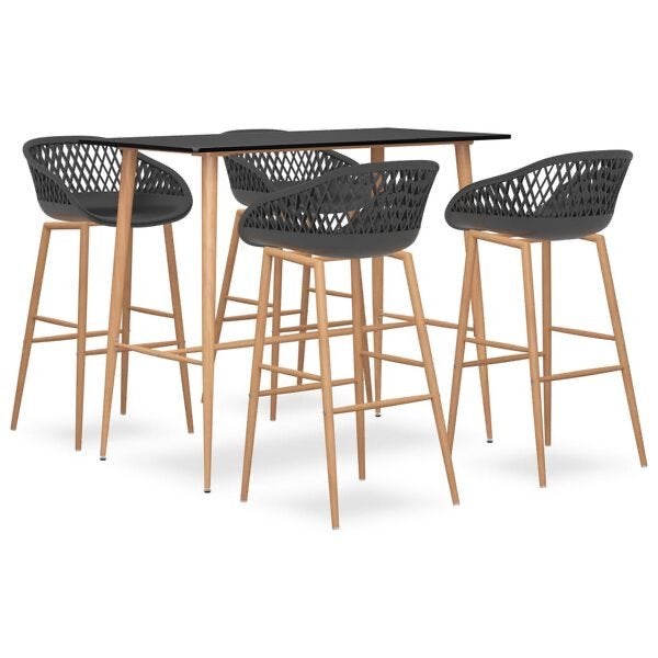 Nieuw 5-delige outdoor Barset - zwart en grijs, Ophalen, Nieuw, Tuinset, Eettafel