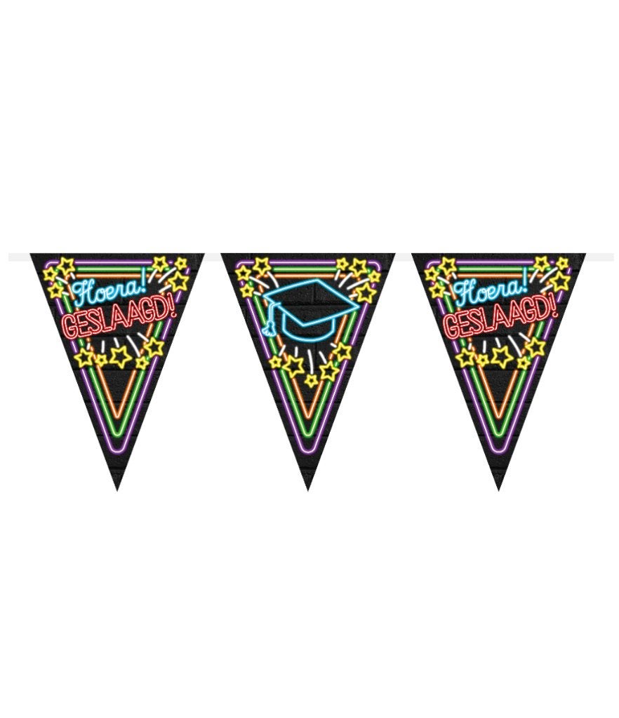 Vlaggenlijn neon – geslaagd (7012916), Versiering, Info@all4funbaarlo.nl, A, Nieuw