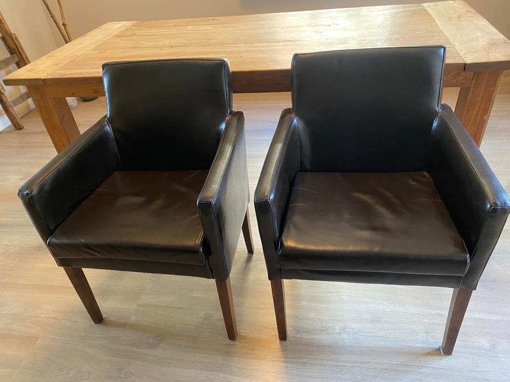 4 stoelen met armleuning, Huis en Inrichting, Stoelen, Ophalen, Overige materialen, Gebruikt, Bruin