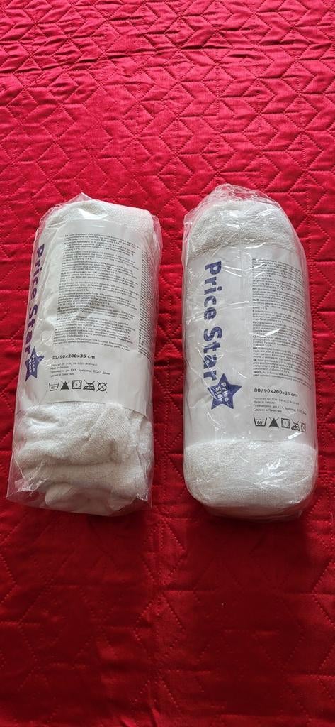 2x éénpersoons badstof hoeslaken nieuw in verpakking, Huis en Inrichting, Eenpersoons, Nieuw, Ophalen of Verzenden, Wit