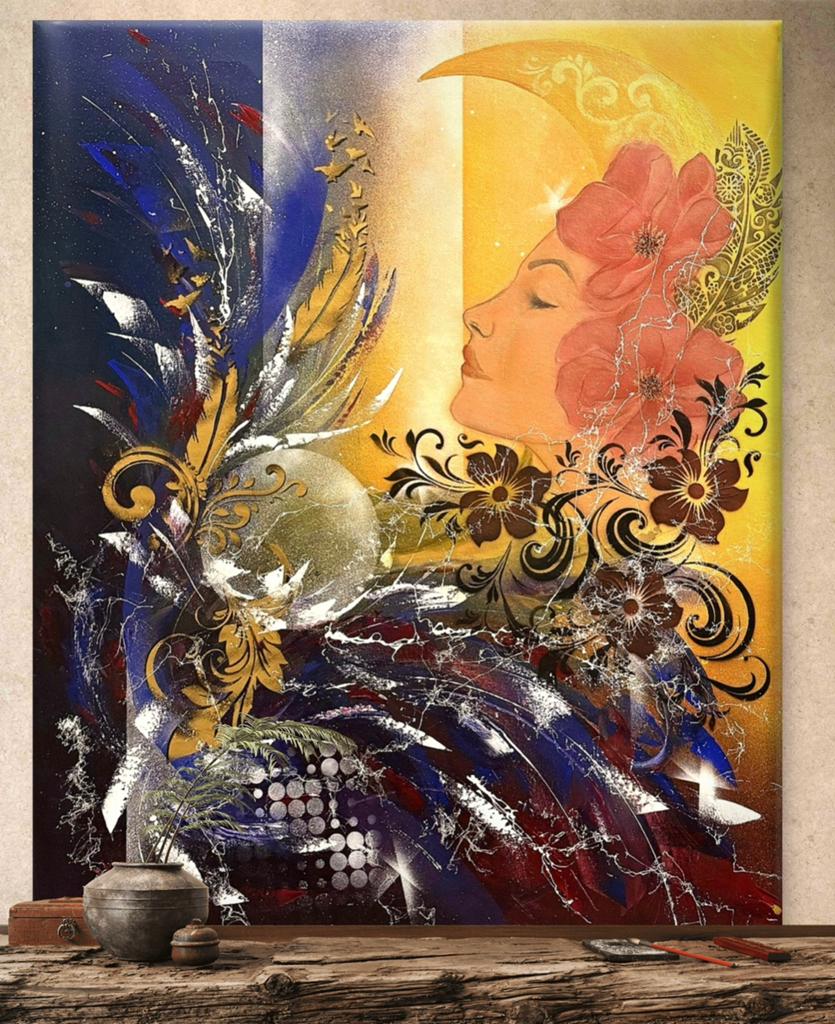 Handgeschilderd schilderij 90x100cm, Ophalen of Verzenden