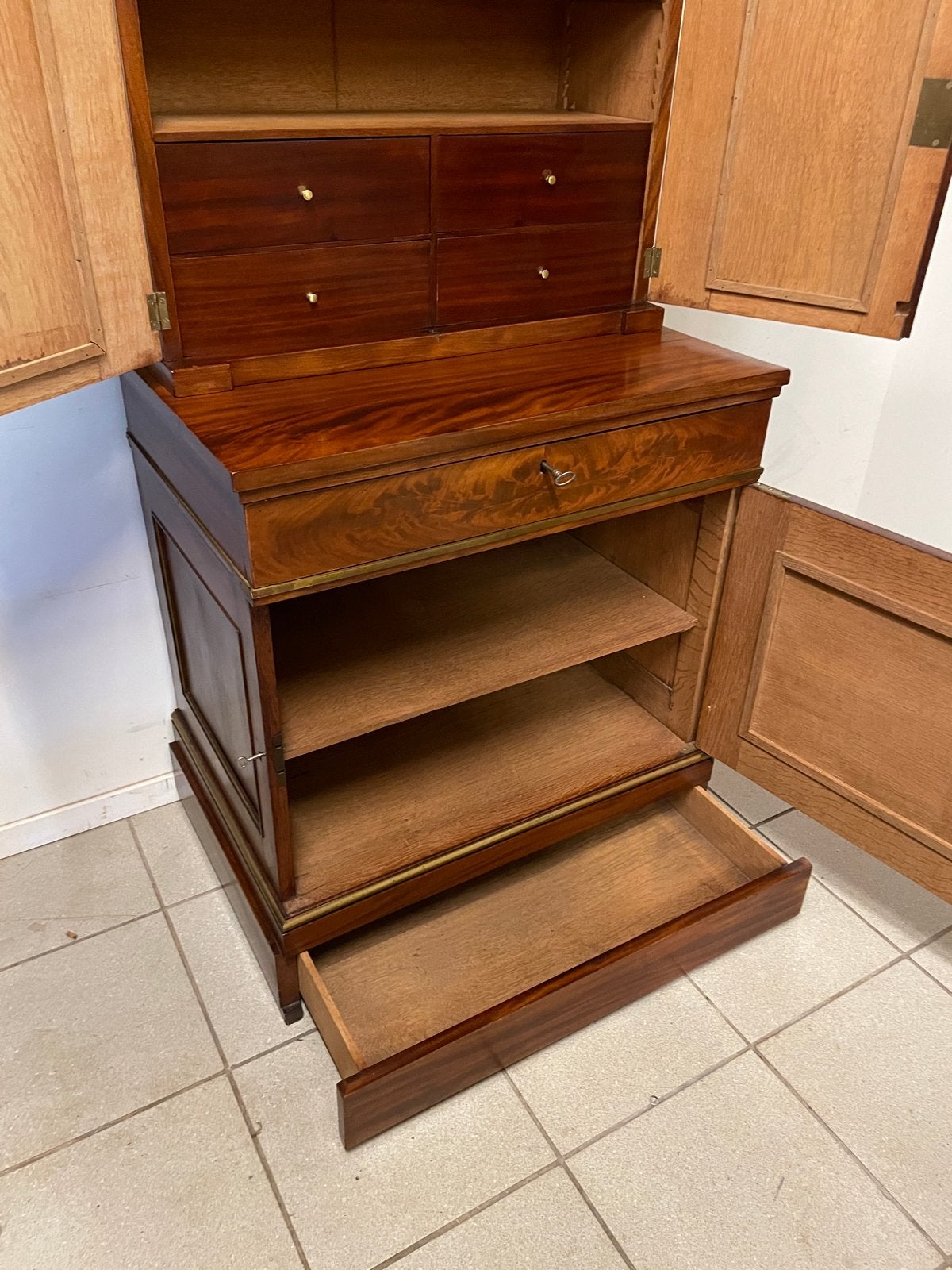 Zeldzaam Antiek Mahonie Bureau Kabinet, Ophalen