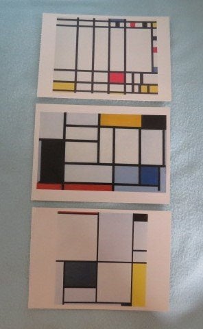 3 kunstkaarten Piet Mondriaan, vlakken NIEUW, Huis en Inrichting, Minder dan 50 cm, Overige typen, Nieuw, Ophalen of Verzenden