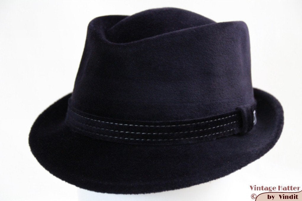 Velour hoed Michael Zechbauer by Mayser blauw 58 nieuw, Hoed, Nieuw, Ophalen of Verzenden, 58 of 59 cm (L, 7¼ of ⅜ inch)