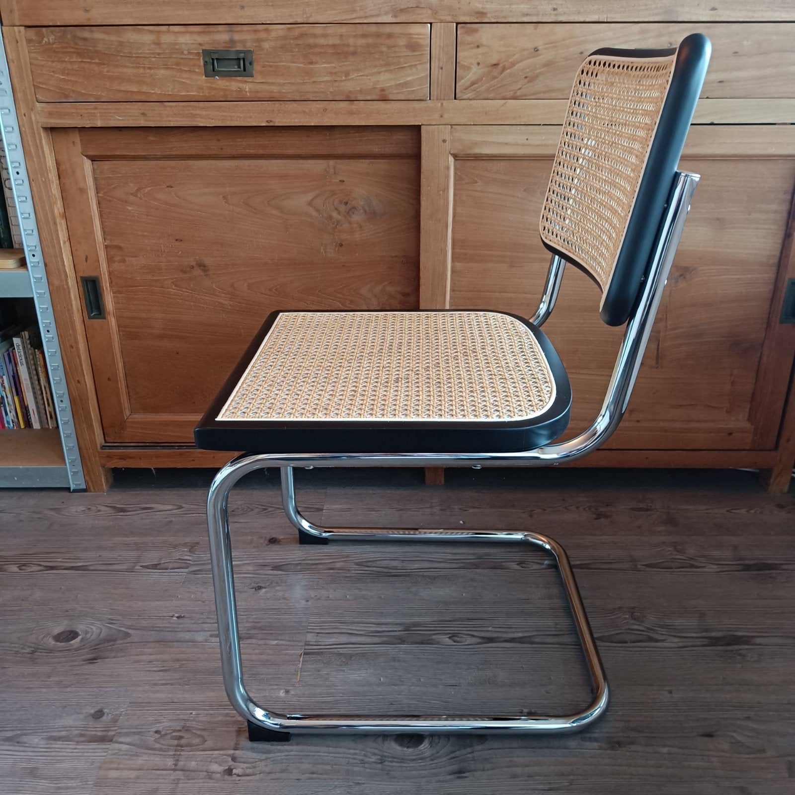 6x Thonet stijl Cesca Breuer Bauhaus buisframe stoel webbing, Hout, Zwart, Nieuw, Ophalen of Verzenden