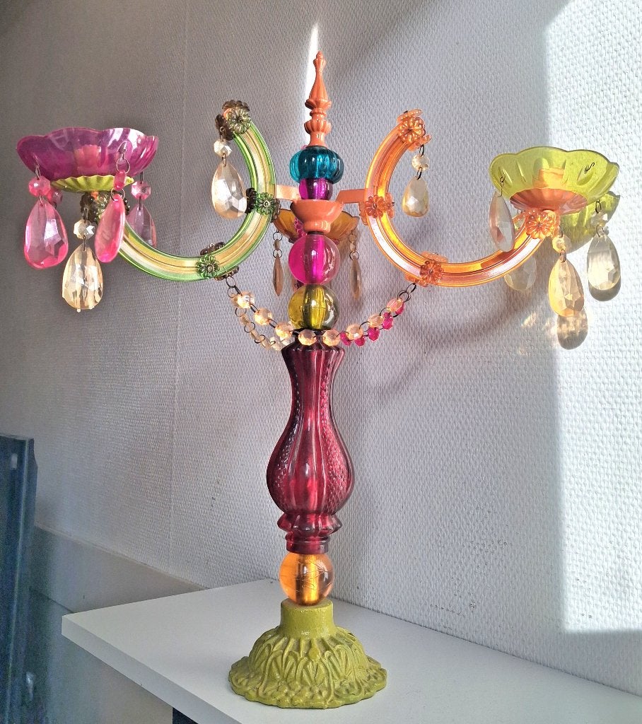 Vintage Retro Kandelaar Gipsy Murano Boho Bohemian Kitsch 3, Overige materialen, Gebruikt, Meerkleurig, Overige merken