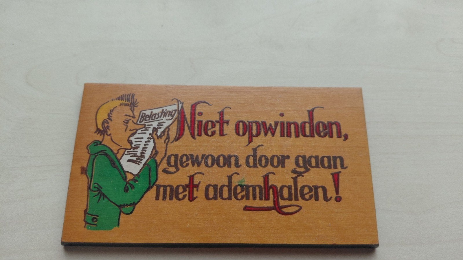 Vintage houten spreuken wandbordje jaren '50/'60, Verzenden