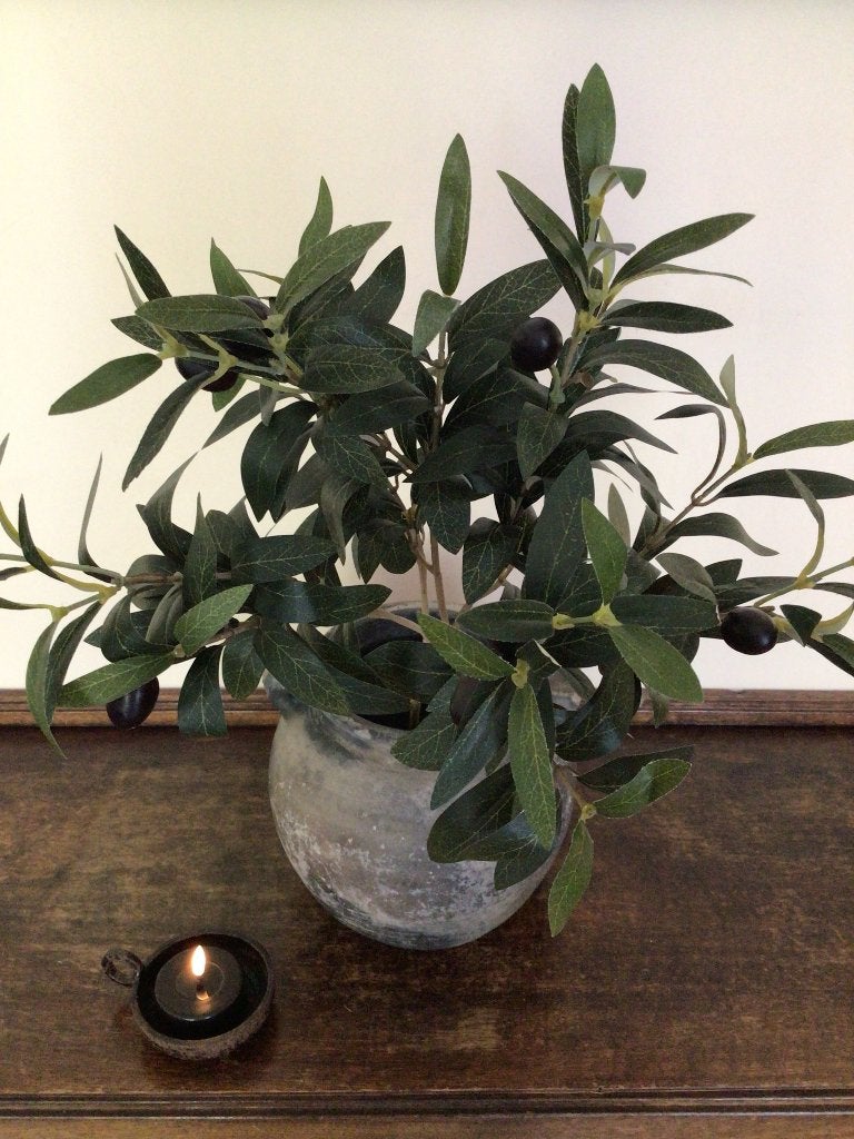 Olijf kunsttak Silk-ka met vrucht donkergroen 70 cm, Huis en Inrichting, Binnen, Groen, Het Stoere Woonhuis, Silk-ka