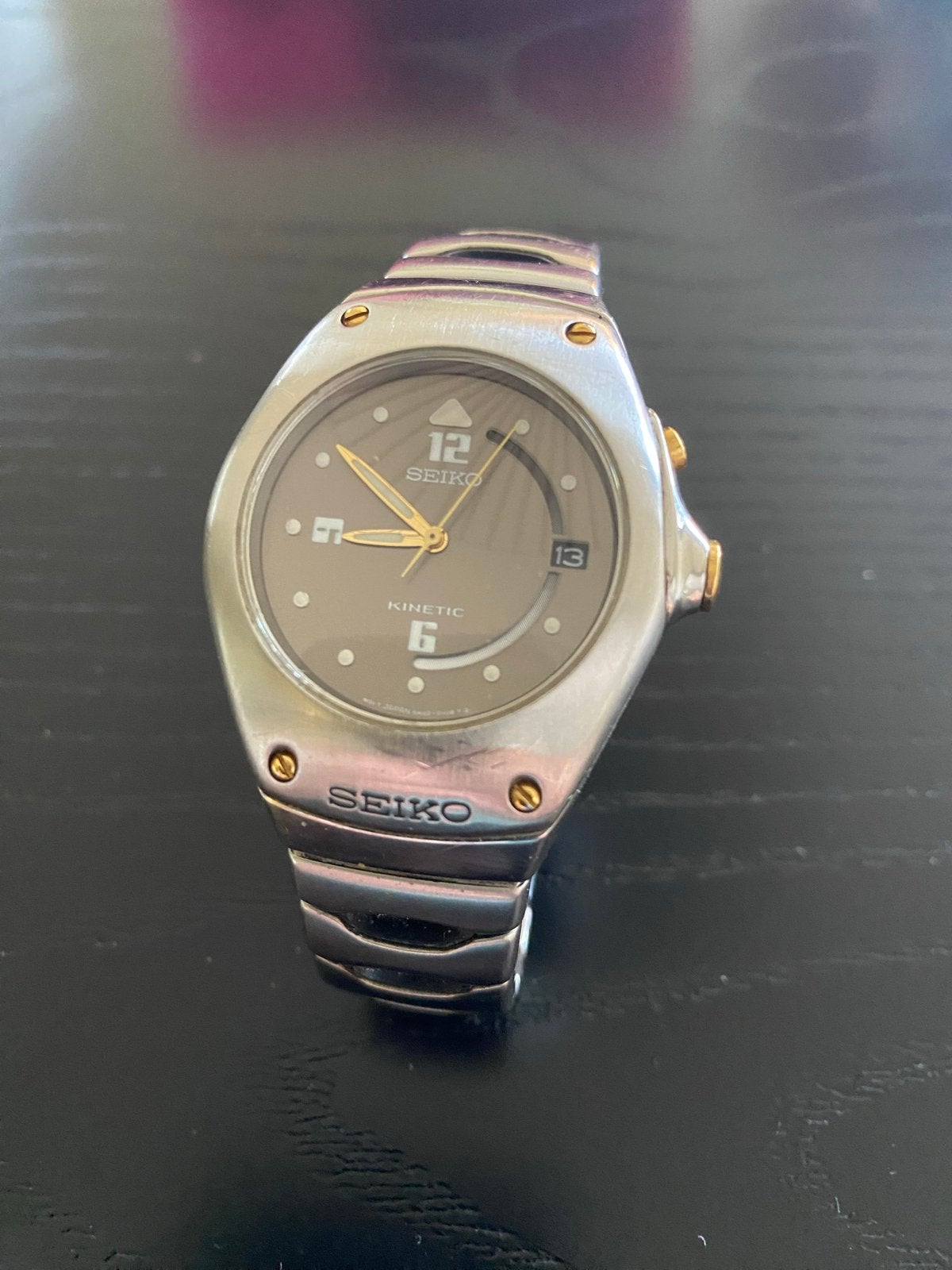Seiko Kinetic 5M42 heren horloge geheel staal inclusief band, Sieraden, Tassen en Uiterlijk, Horloges | Heren, Gebruikt, Staal