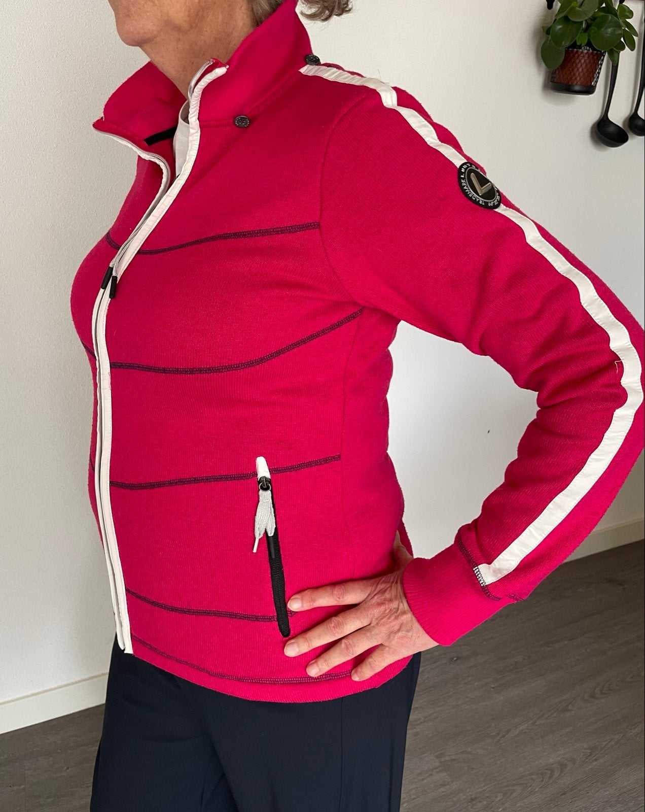 Luhta vest fuchsia met witte strepen - Maat XL/40-42, Ophalen of Verzenden, Zo goed als nieuw, Maat 46/48 (XL) of groter, Roze