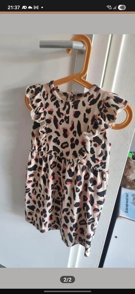 Leopardprint jurkje met ruches voor meisjes, Ophalen of Verzenden, Zo goed als nieuw, Onbekend, Meisje