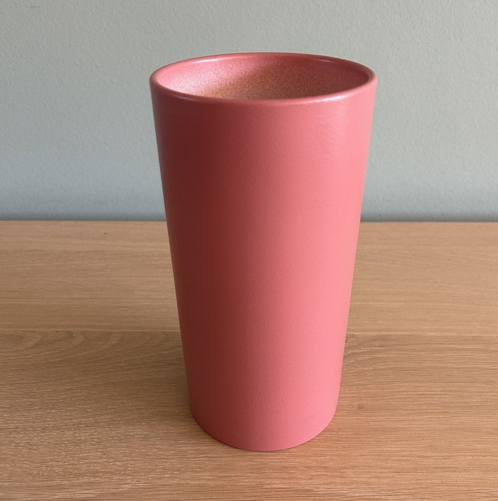 Vintage oud roze vaas, cilindervorm, made in Germany, Huis en Inrichting, Woonaccessoires | Vazen, Ophalen of Verzenden, Zo goed als nieuw