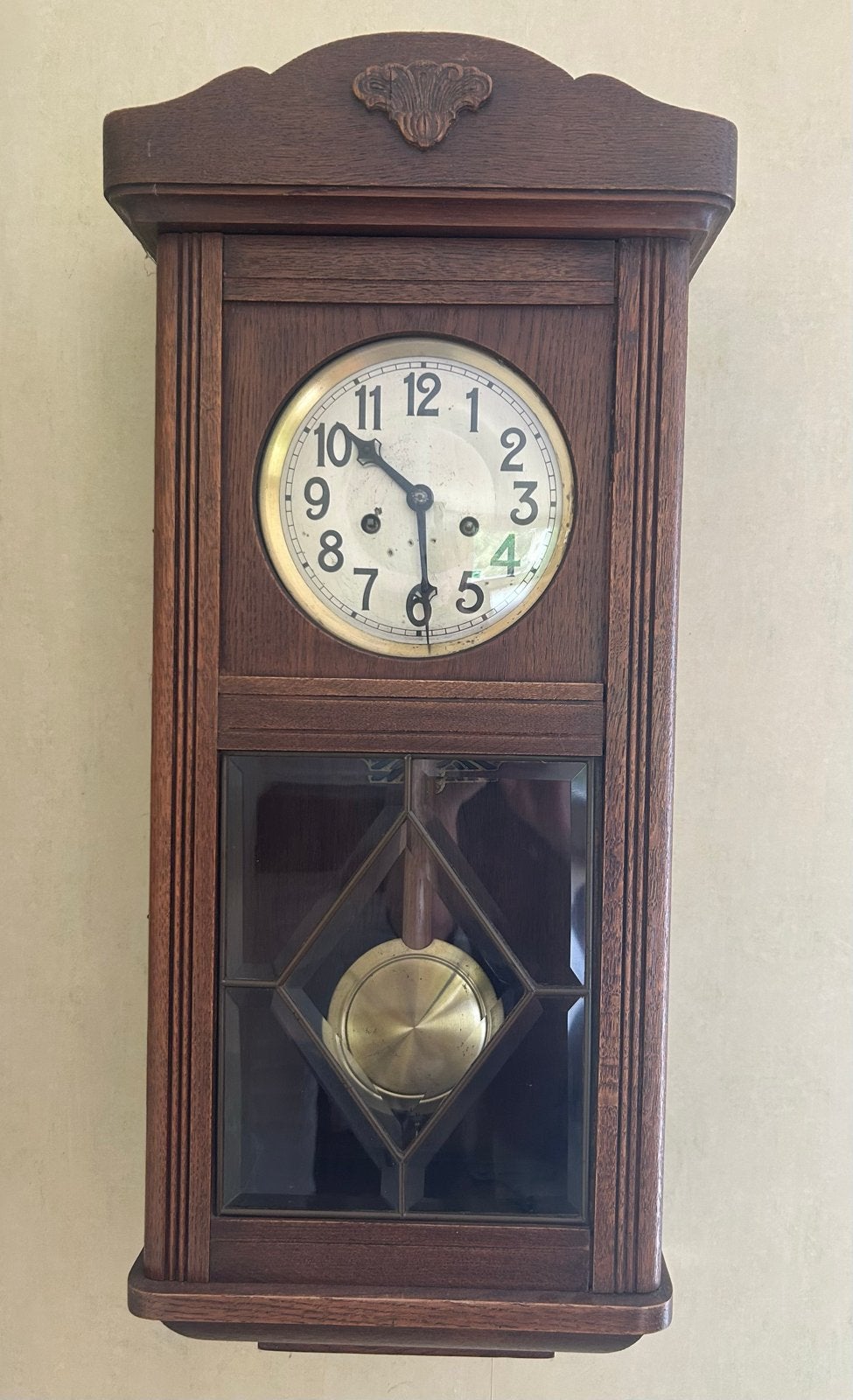 Antieke wandklok met slinger - Houten kast, Ophalen