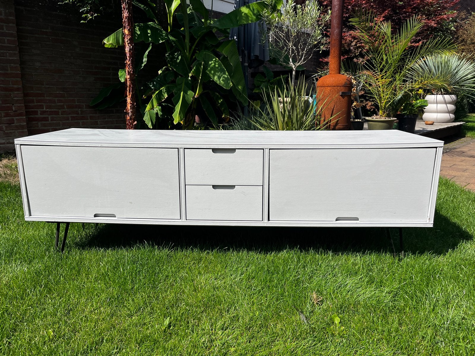 Vintage TV-meubel/dressoir met lades en pocket-klepdeuren 2x, Huis en Inrichting, Ophalen, Gebruikt, 150 tot 200 cm, Vintage