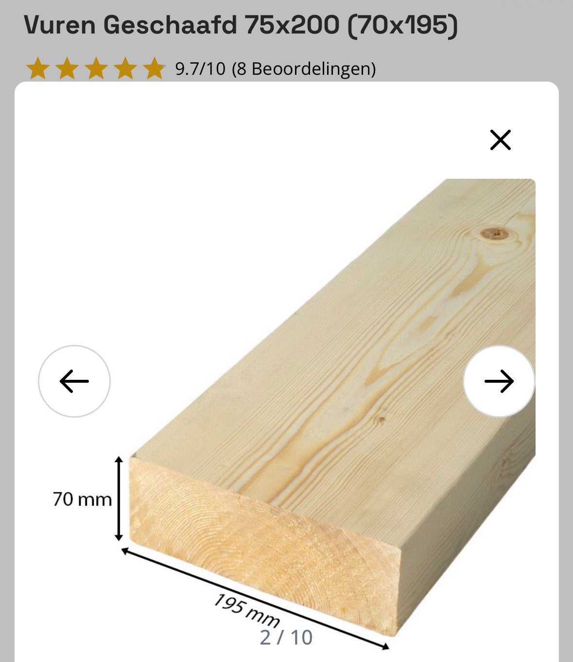 Vuren Geschaafd 75x200 Lengte: 4,8 m, Doe-het-zelf en Verbouw, Ophalen, Nieuw, Balk, Vuren