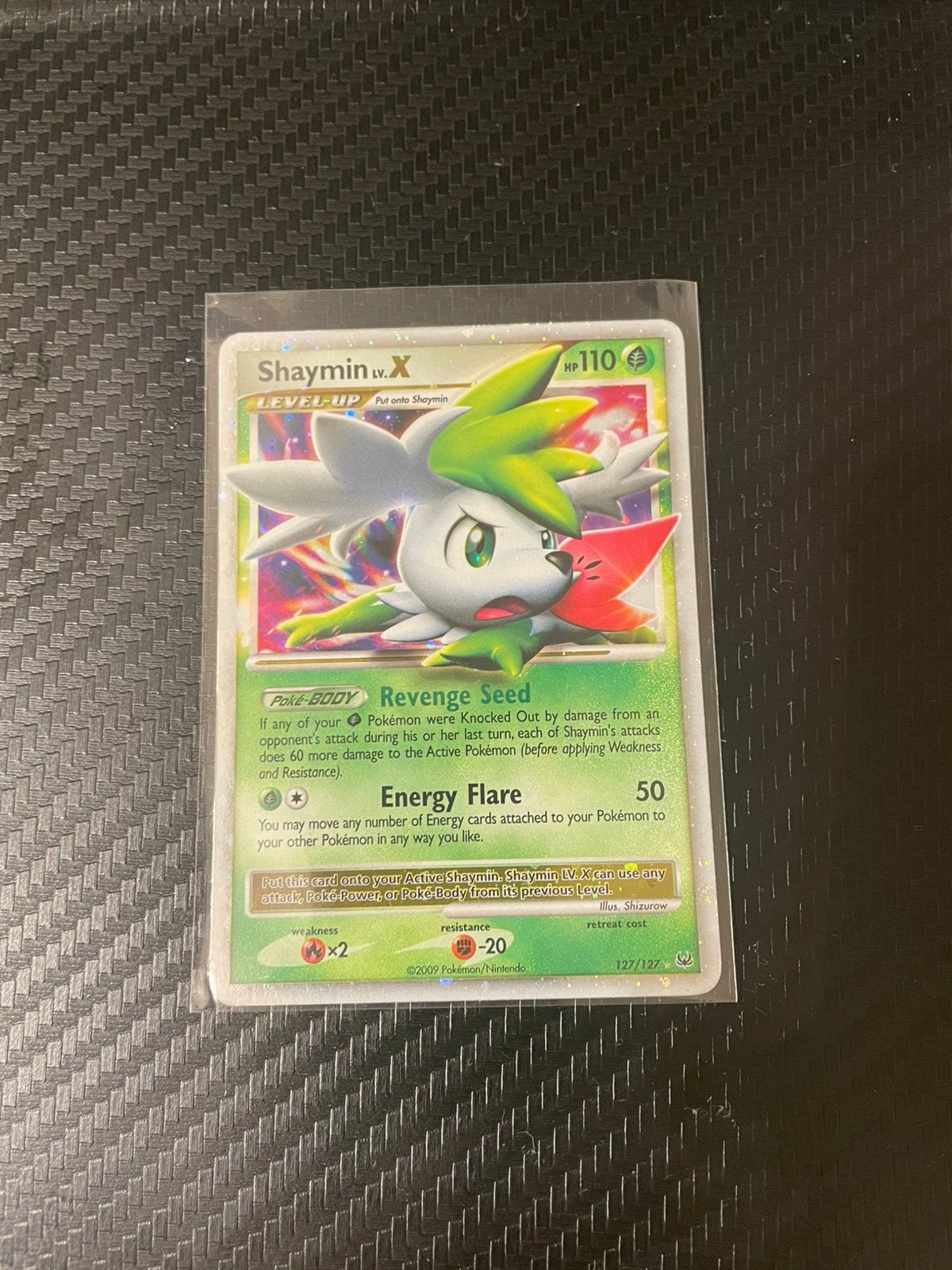 Shaymin lvl 127/127, Ophalen of Verzenden, Zo goed als nieuw, Losse kaart, Foil