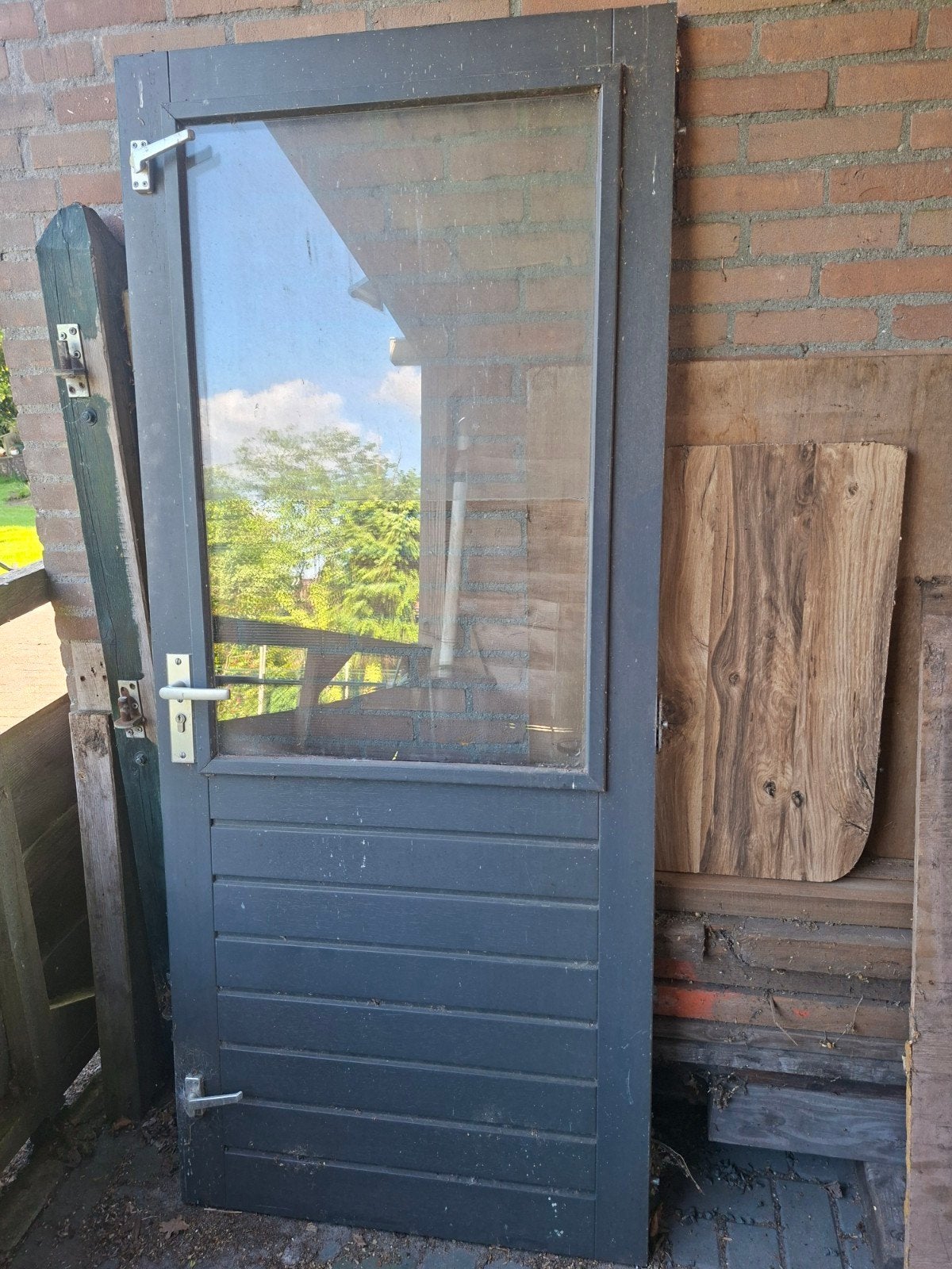 Hardhouten deuren, Ophalen, Gebruikt, 80 tot 100 cm, Buitendeur