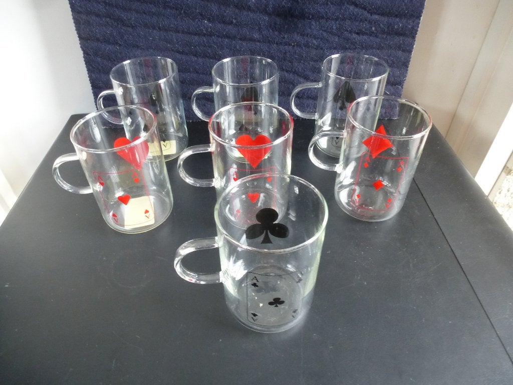 8 theeglazen met speelkaart motieven, nieuw, Glas of Glazen, Nieuw, Ophalen of Verzenden, Glas