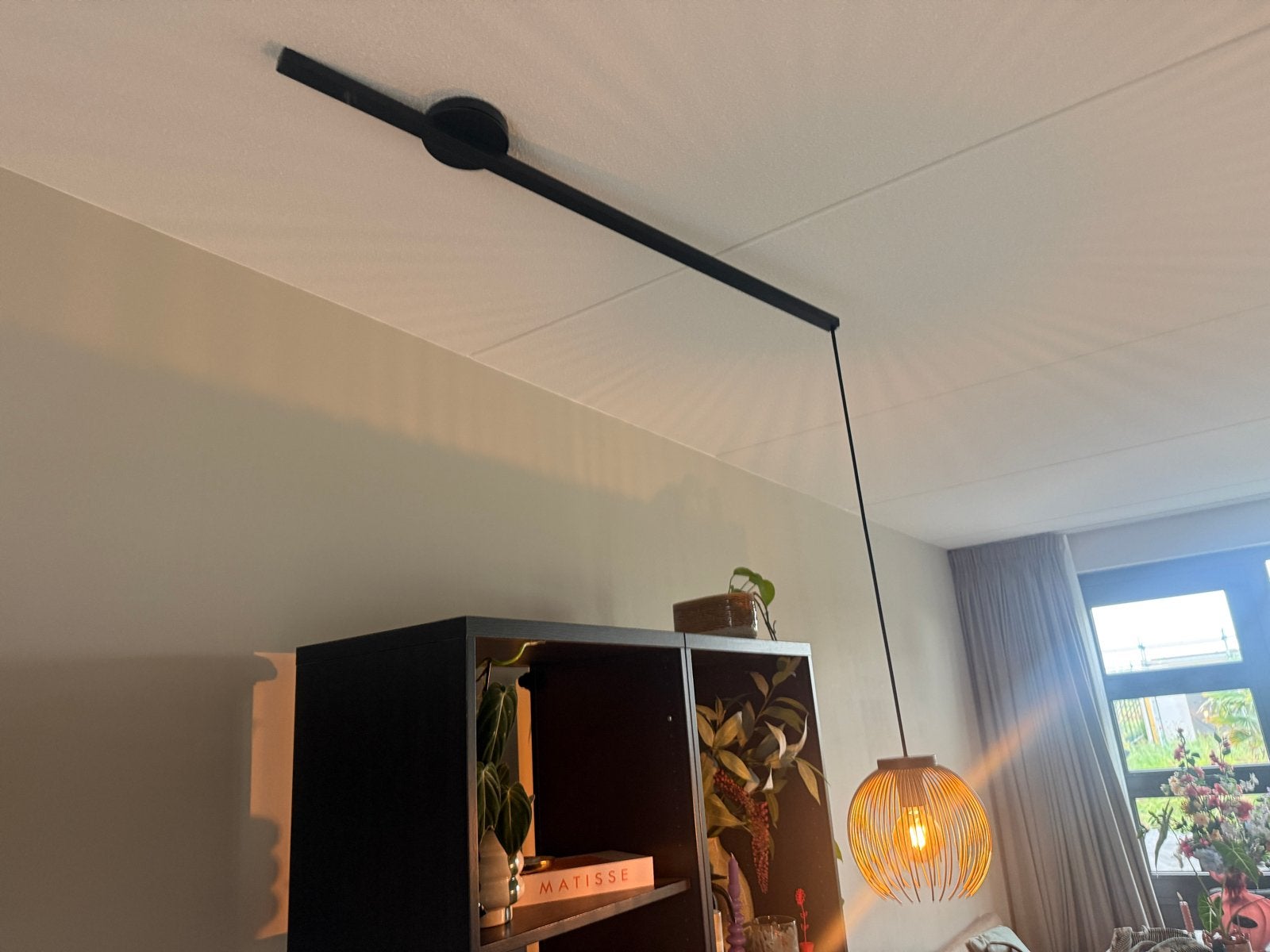 Swing arm lamp zwart, Verzenden, Zo goed als nieuw, Hout, E27 (groot)
