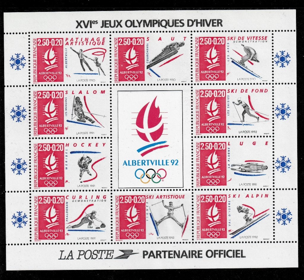 Jaar 1992 Yv BF 14 Bloc feuillet Albertville 92 Jeux Olympi, Ophalen of Verzenden, Postfris