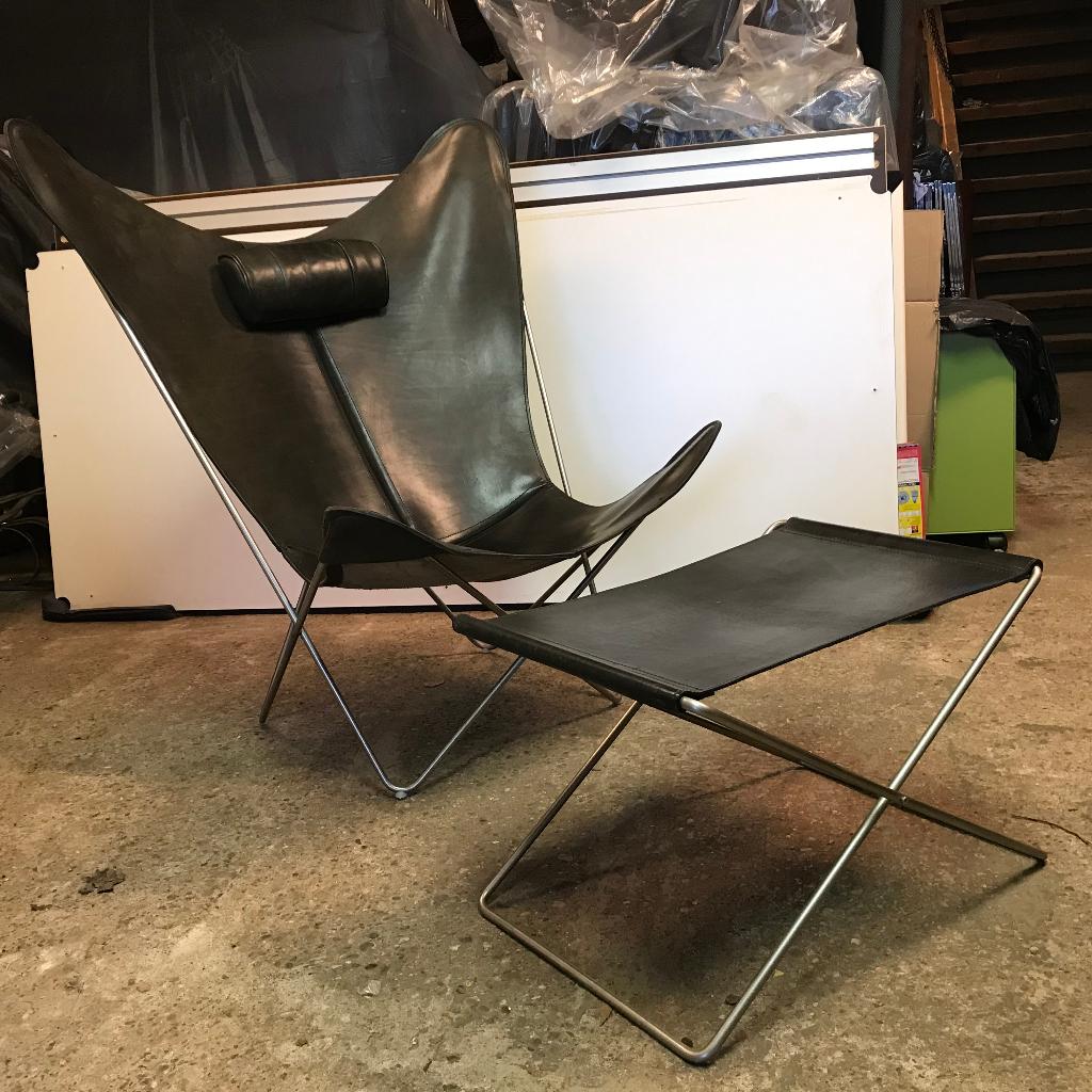 OX Denmark bat vlinder fauteuil stoel voetenbank vintage, Huis en Inrichting, Fauteuils, Ophalen, Gebruikt, Nvt, Nvt