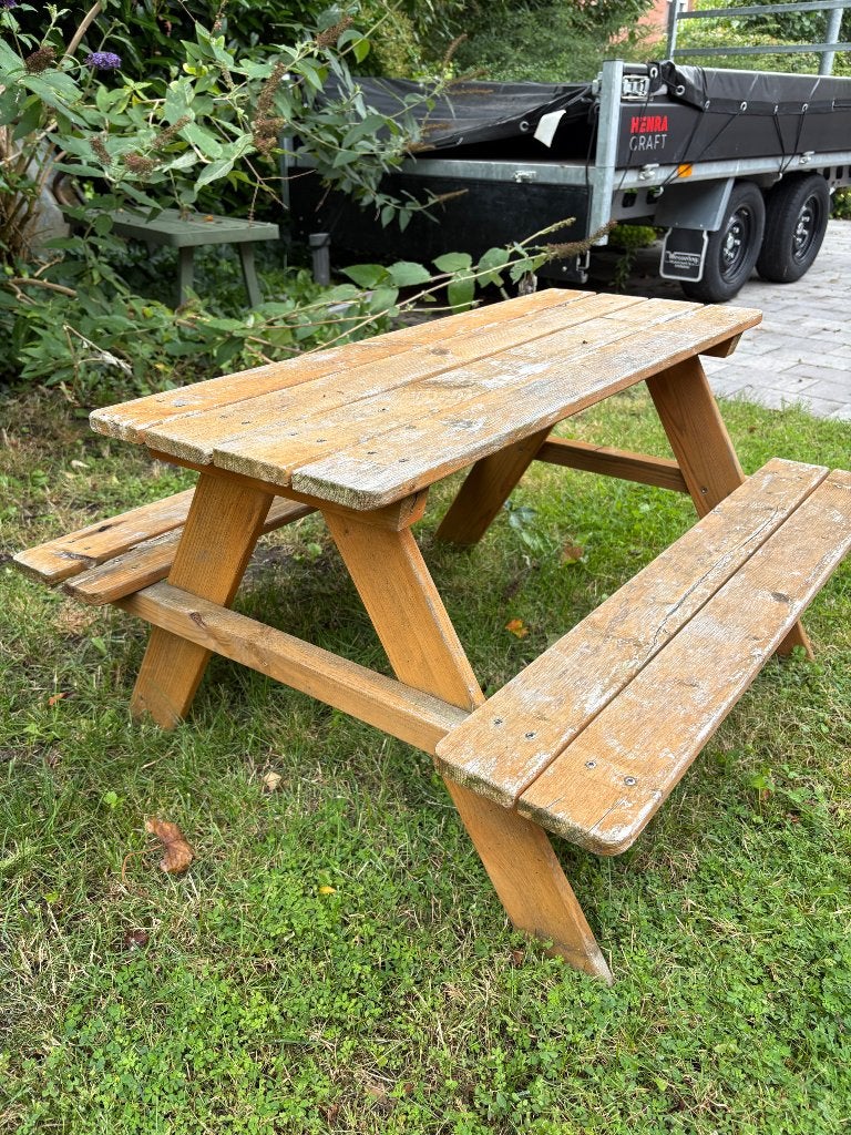 Kinder picnictafel, Gebruikt, Rechthoekig, Hout, Ophalen