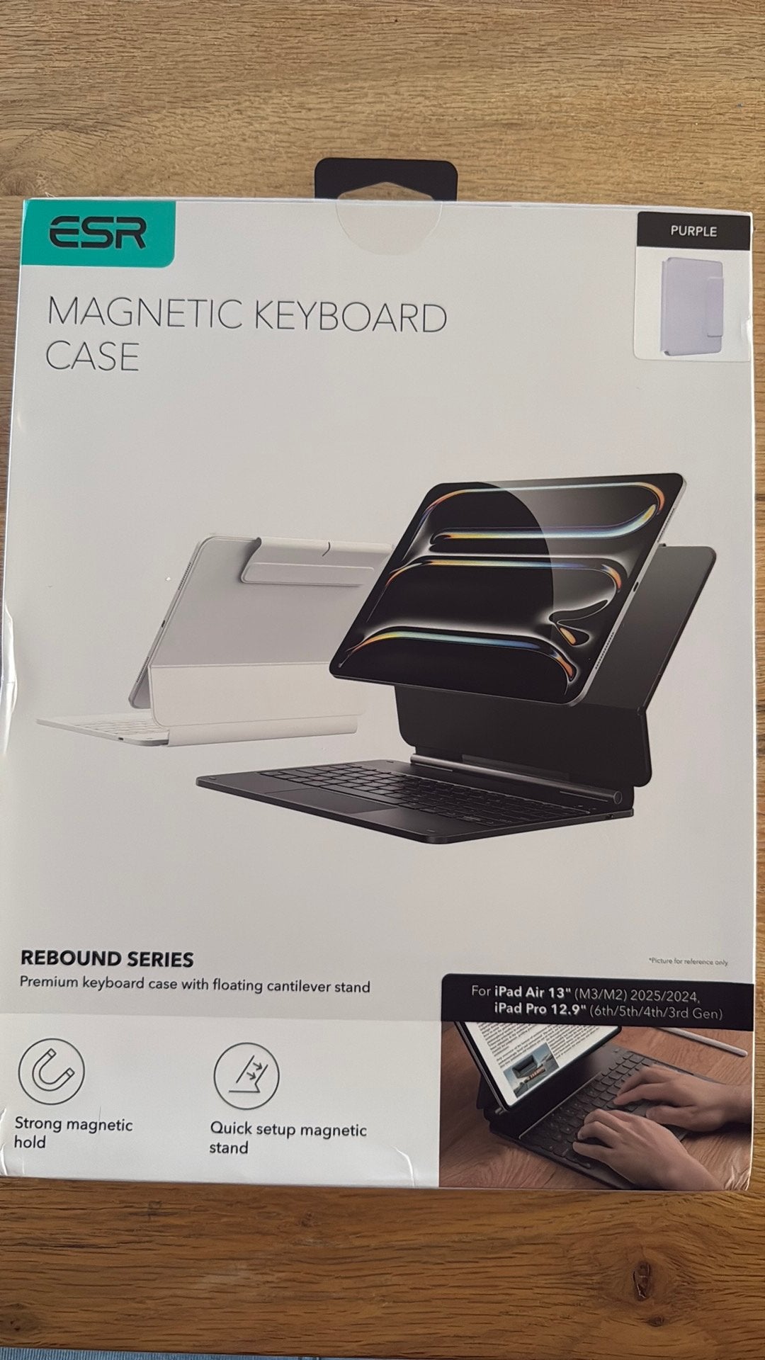 ESR Rebound Magnetic Keyboard Case iPad Air 13” – Paars, Ophalen of Verzenden, Zo goed als nieuw, Apple iPad Air