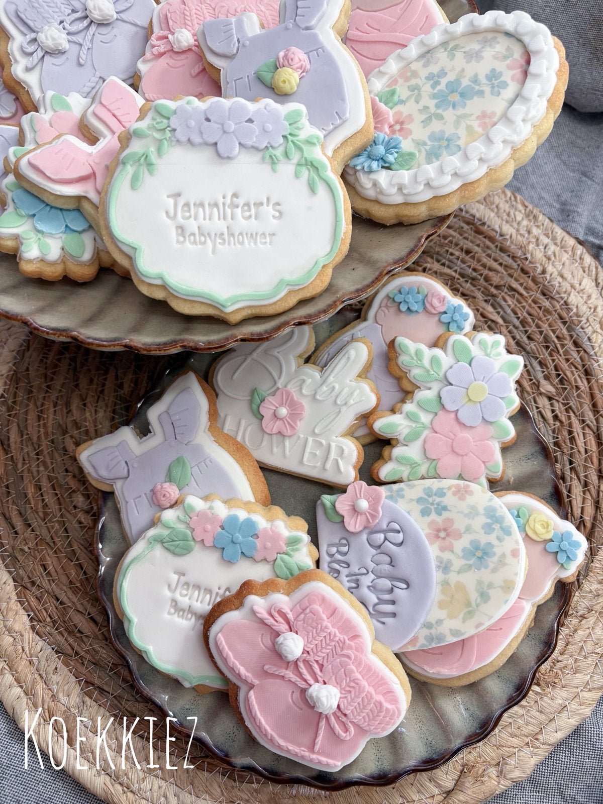 Fondant koekejs babyshowe, baby in bloom, Ophalen of Verzenden, Nieuw, Verjaardag