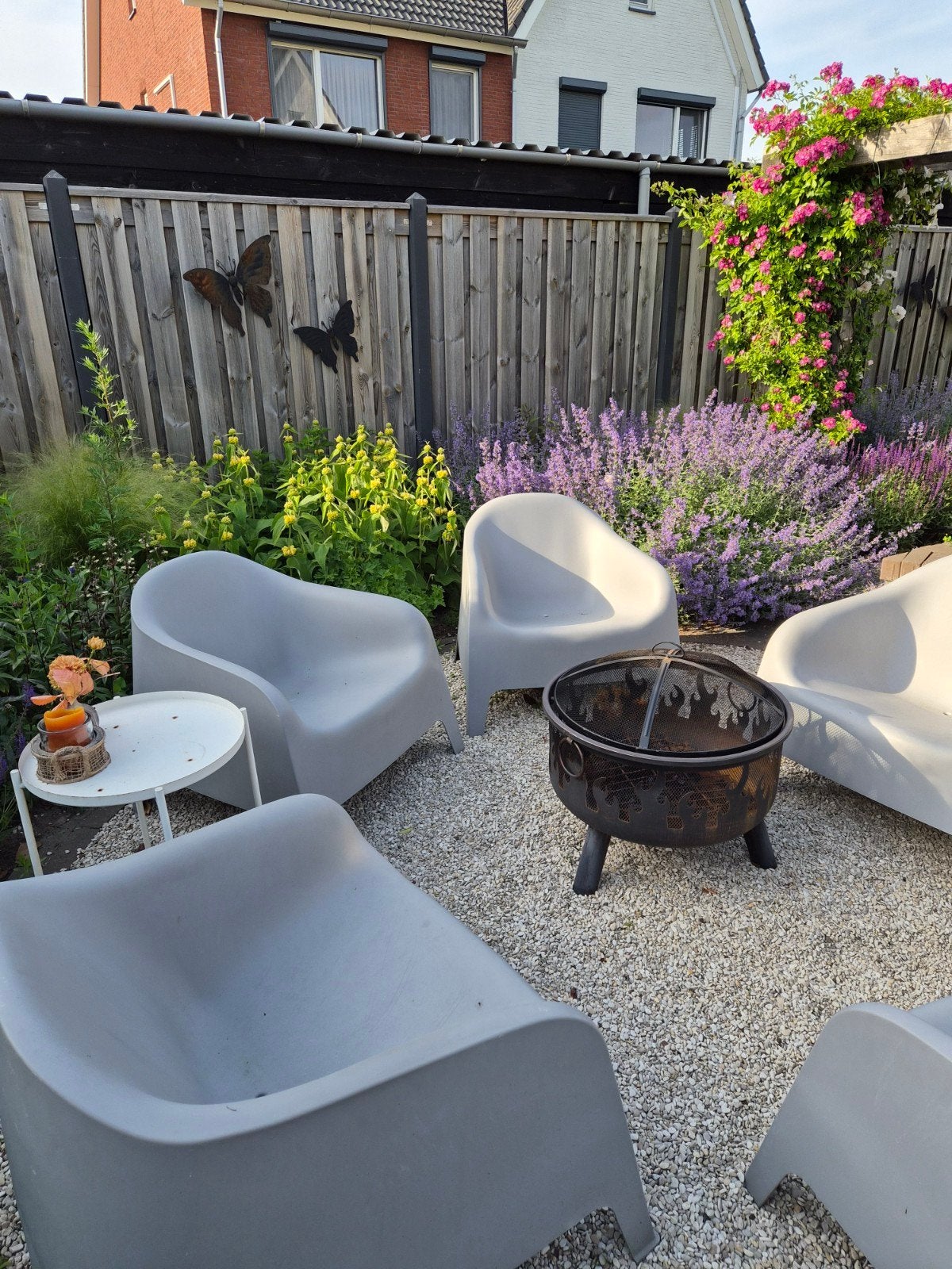 5 grijze Ikea lounge/kuipstoelen, Ophalen, Gebruikt, Kunststof
