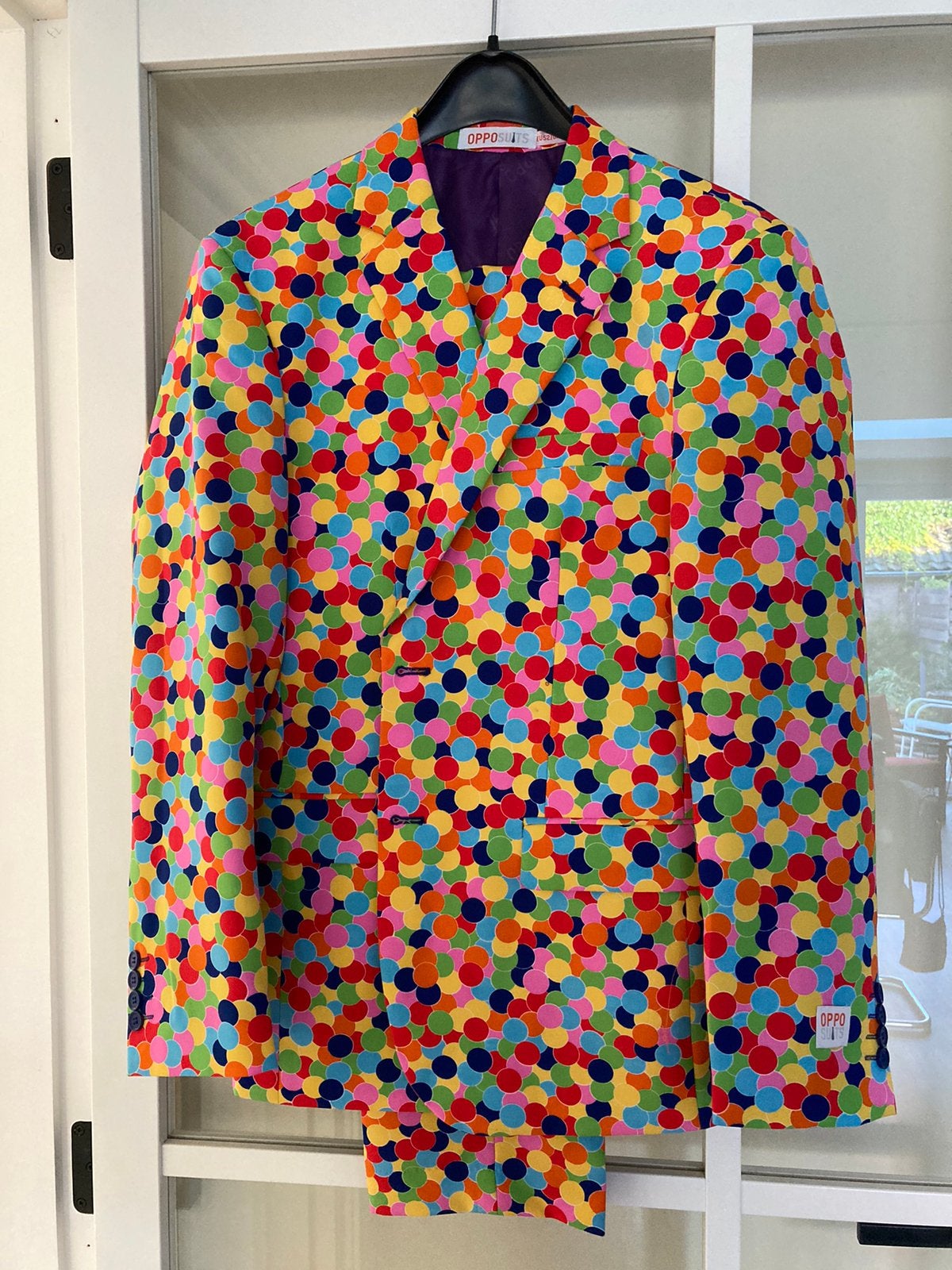 Opposuits Confettipak, Ophalen, Zo goed als nieuw, Maat 52/54 (L)