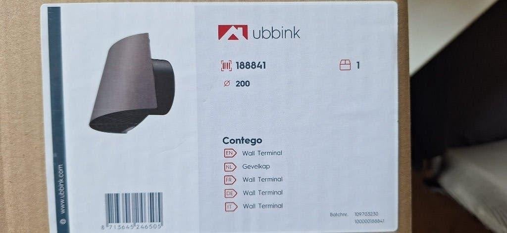 Ubbink Contego muurdoorvoer / gevelkap 200/180, Ophalen of Verzenden, Nieuw, Ventilator en Afzuiger